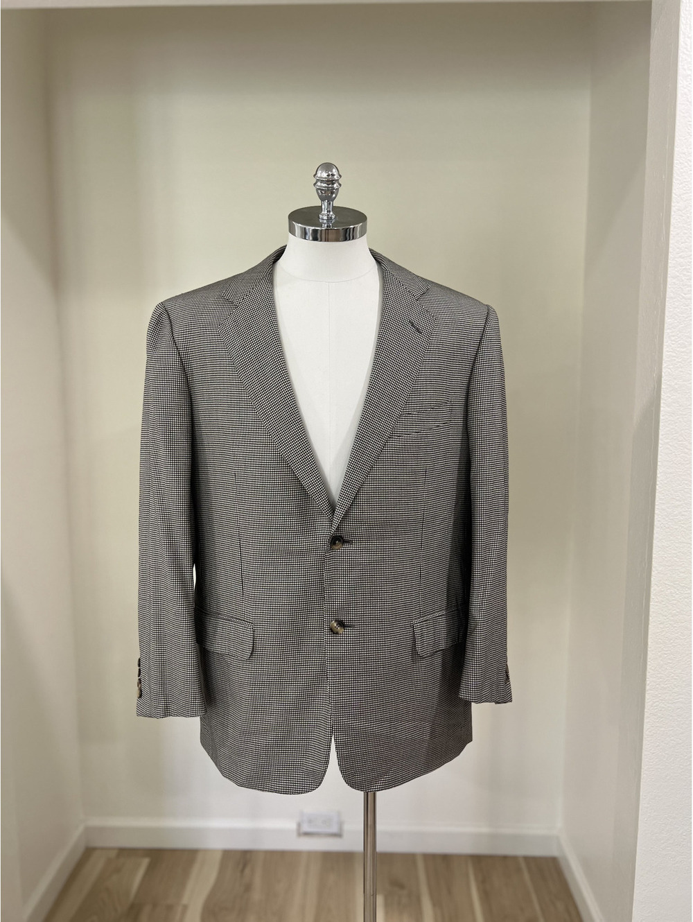 Zegna 15 Milmil 15 Saks Blazer 48R Houndstooth Wool Swiss Made